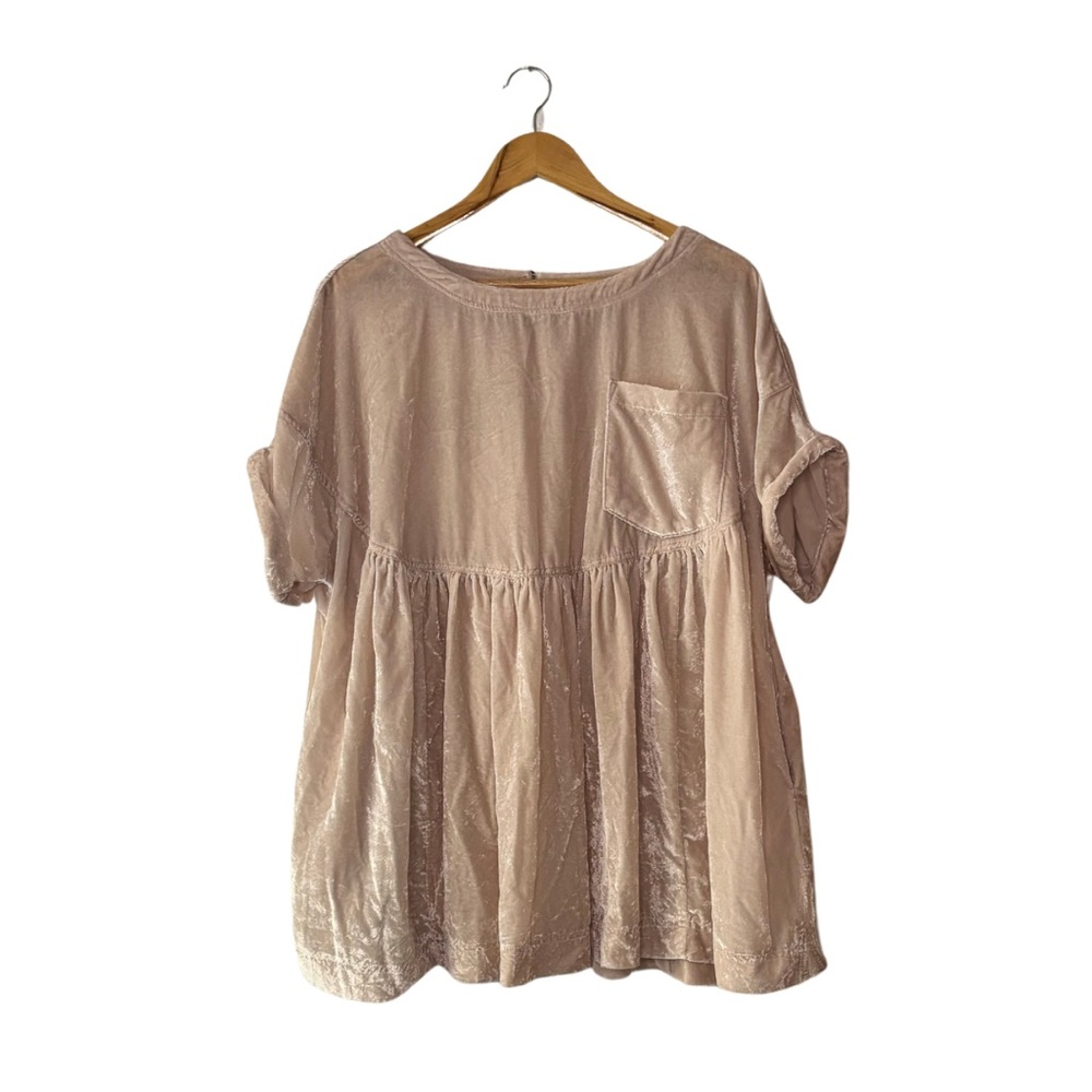 Free People 'We The Free' Moon City Velvet Pink Babydoll Dress/Top